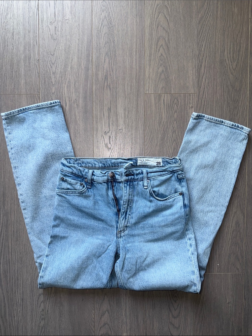 Rag & Bone Harlow Mid-Rise Full Length Straight Jeans